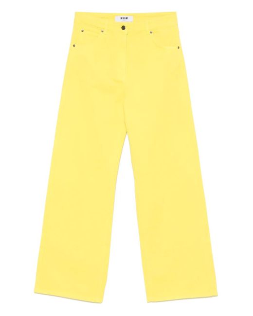 MSGM Yellow Logo-Embroidered Jeans