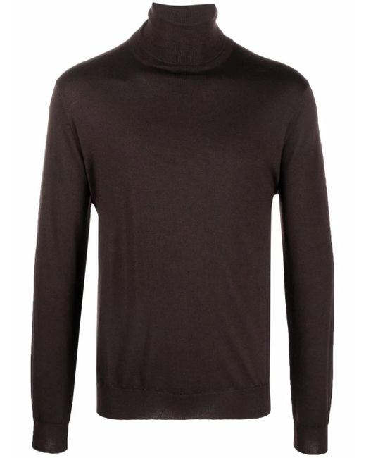Dell'Oglio Black Roll-Neck Merino Wool Jumper for men