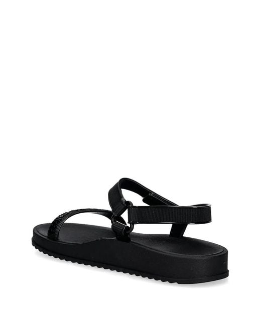 Melissa Black Logo-Print Touch-Strap Sandals