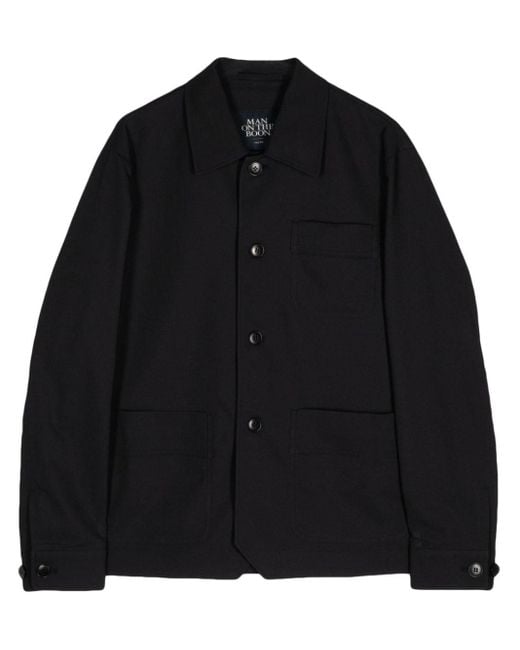 MAN ON THE BOON. Black Patch Pockets Jacket for men