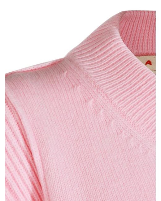 Pull Côtelé À Col V Marni en coloris Pink