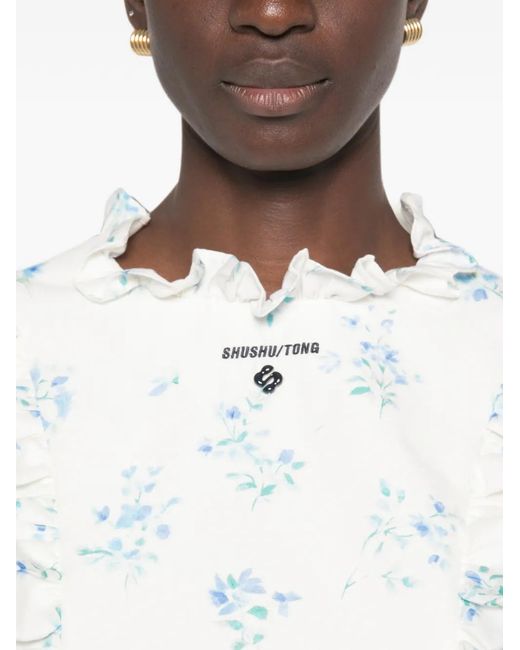 ShuShu/Tong White Floral-Print Top