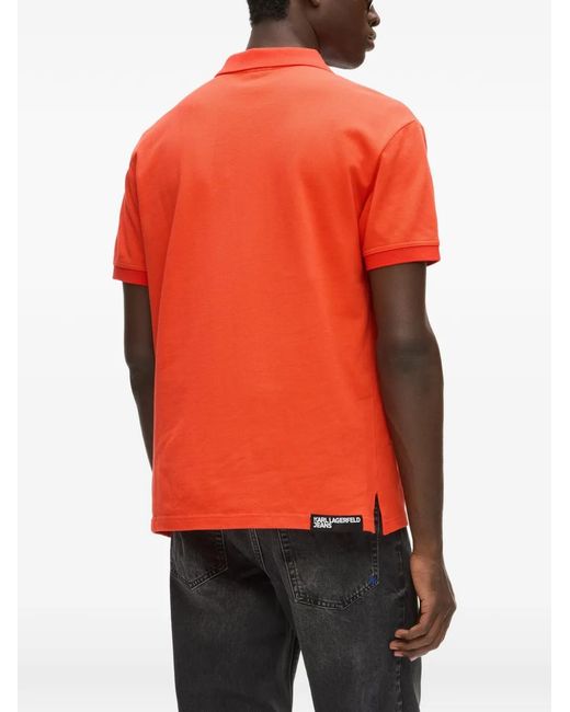 Karl Lagerfeld Orange Cotton Polo Shirt for men