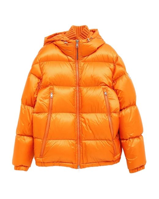 Moncler Orange Quilted Ripstop Down Hooded Jacket for men