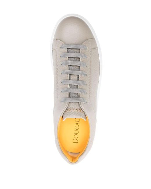 Doucal's White Lace-up Leather Sneakers for men