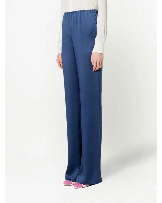 AMI Blue High-Waisted Satin Trousers