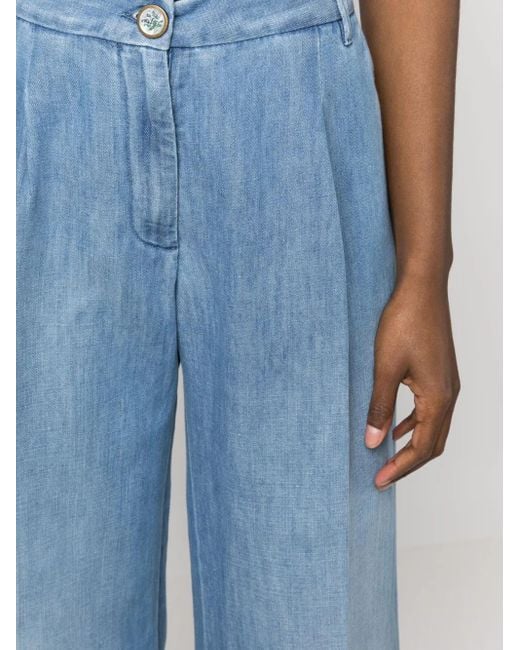 Jacob Cohen Blue High-Waisted Wide-Leg Jeans