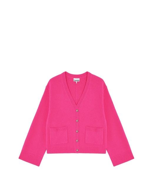 Ganni Pink Pockets Cardigan