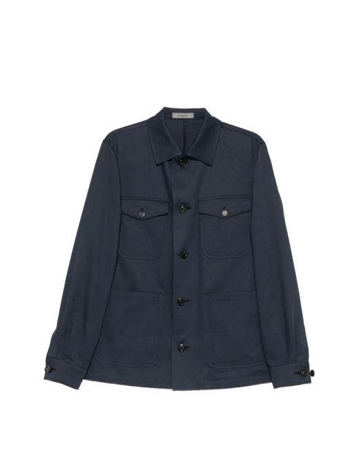 Corneliani Blue Buttoned Pocket Overshirt for men