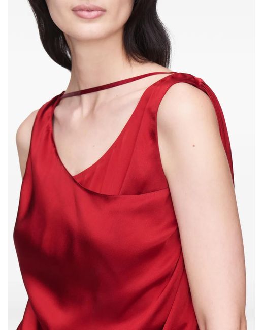 Maison Margiela Red Satin Dress With A Slit