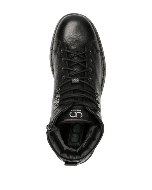 Casadei Black Cervo Lace-Up Leather Boots for men