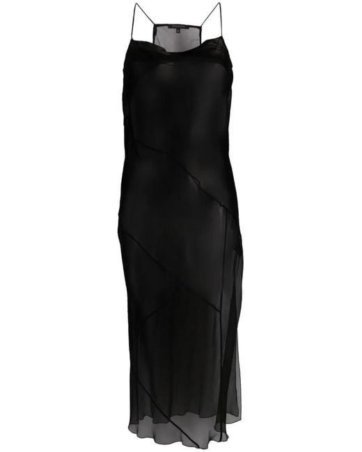Patrizia Pepe Black Sheer Silk Slip Dress