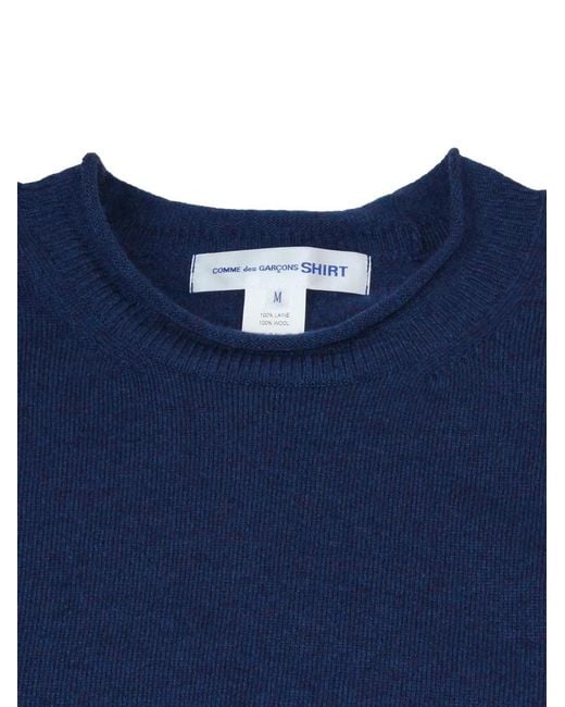 Comme des Garçons Blue Rolled-Hem Wool Sweater for men