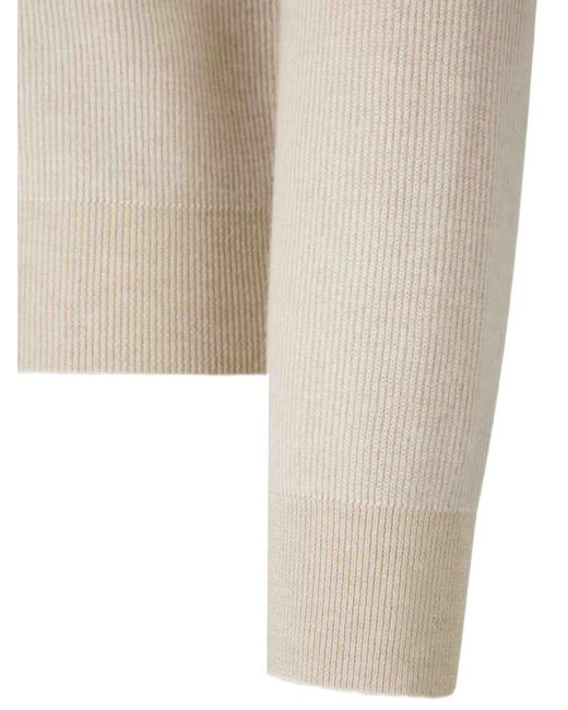 Brioni White Ribbed Sweater for men
