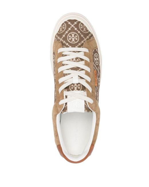 Tory Burch Brown Sneakers Double T aus Jacquard