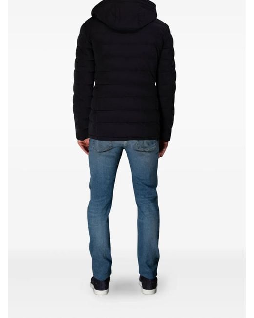 Moorer Blue Quilted Hooded Down Jacket for men