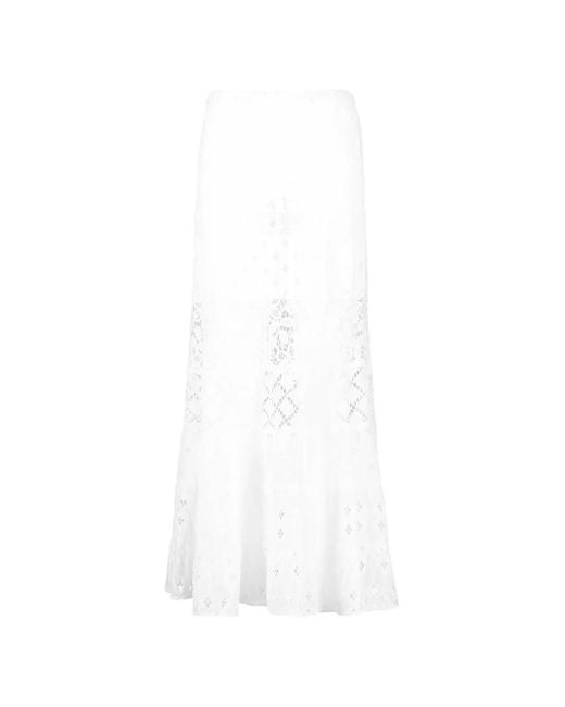 Temptation Positano White Lace-Detail Midi Skirt