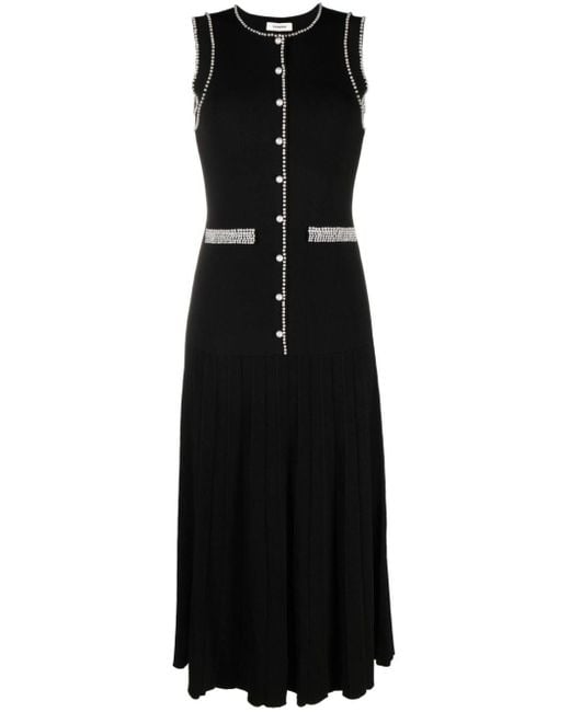 Sandro Black Faux Pearl-embellished Midi Dress