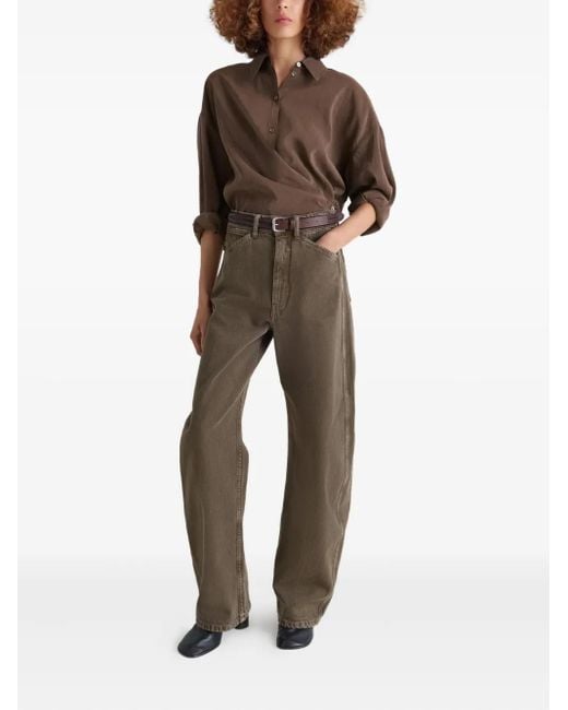 Lemaire Brown Straight Collar Twisted Shirt