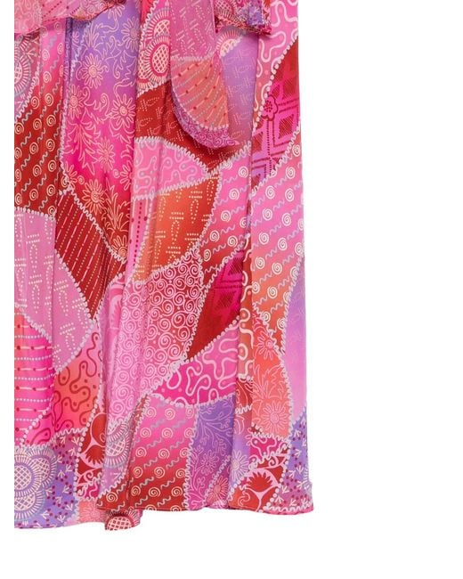Rixo Pink Hayley Patchwork Dress