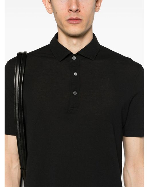 メンズ Drumohr スプレッドカラー ポロシャツ Black
