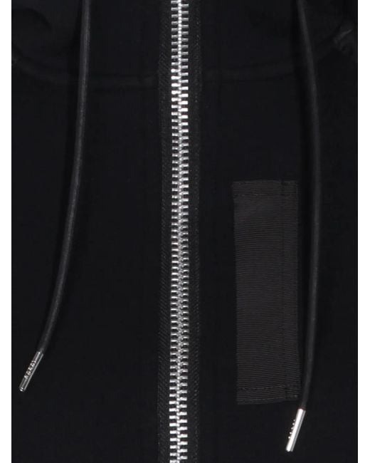 Sacai Black Hooded Zip Knitwear