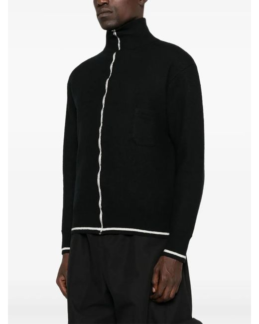 Maison Margiela Black High-Neck Cardigan With Zip Front for men