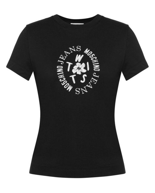 T-shirt en coton à logo imprimé Moschino Jeans en coloris Black