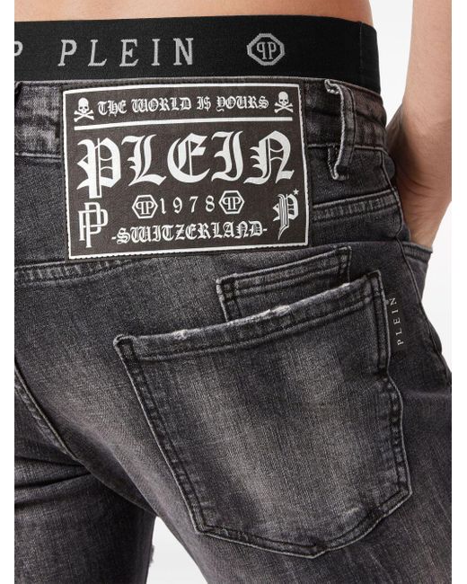 Jeans dritti con stampa di Philipp Plein in Gray da Uomo
