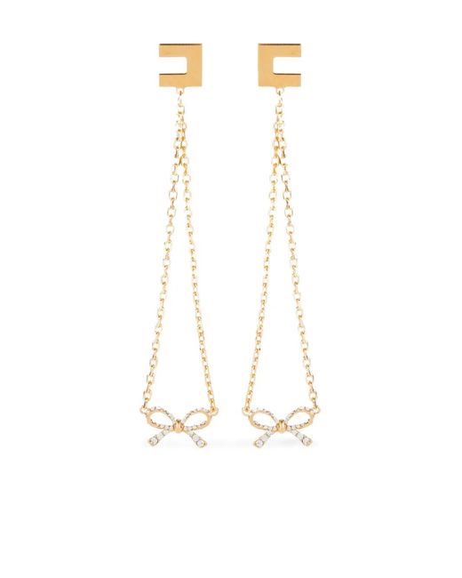 Elisabetta Franchi White Logo-Plaque Earrings