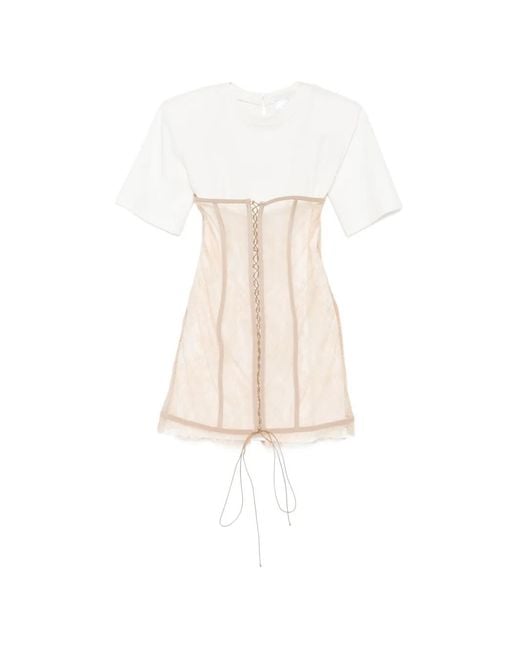 GIUSEPPE DI MORABITO White Lace-Detail Mini Dress