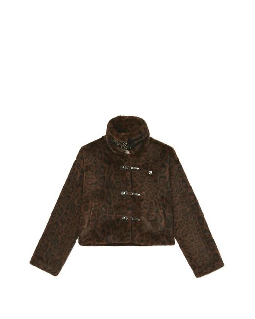 Musium Div. Brown Leopard-Print Faux-Fur Jacket