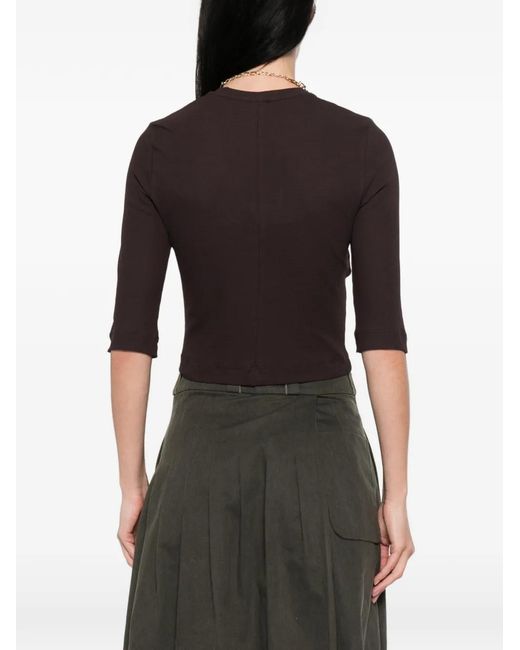 Pinko Brown Pull Crop À Détail De Chaîne
