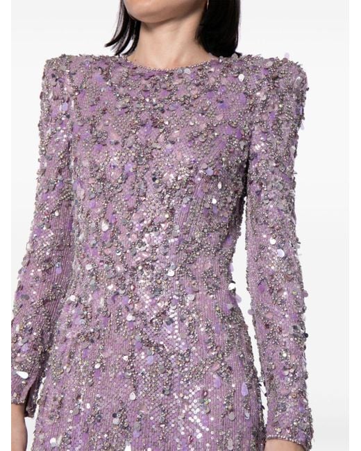 Jenny Packham Purple Aurora Sequinned Gown Dress