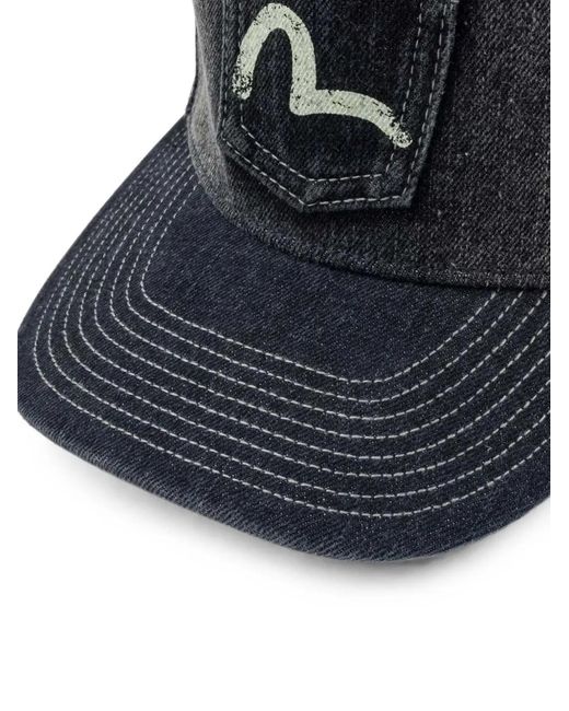 Evisu Blue Seagull-Print Patch-Pocket Cap