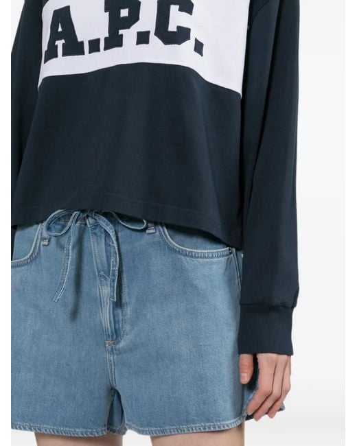 Rag & Bone Blue Short En Jean À Taille Ceinturée