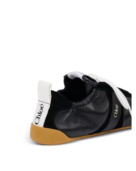 Chloé Black Kick Logo-Patch Sneakers