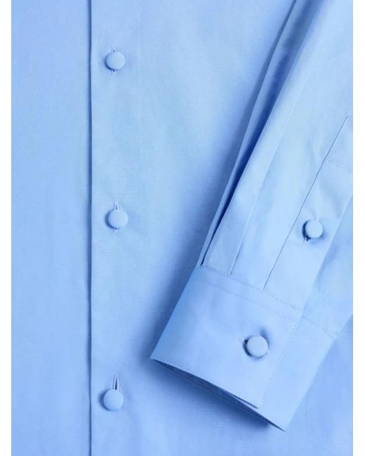 Valentino Garavani Blue Pointed-Collar Cotton Shirt for men