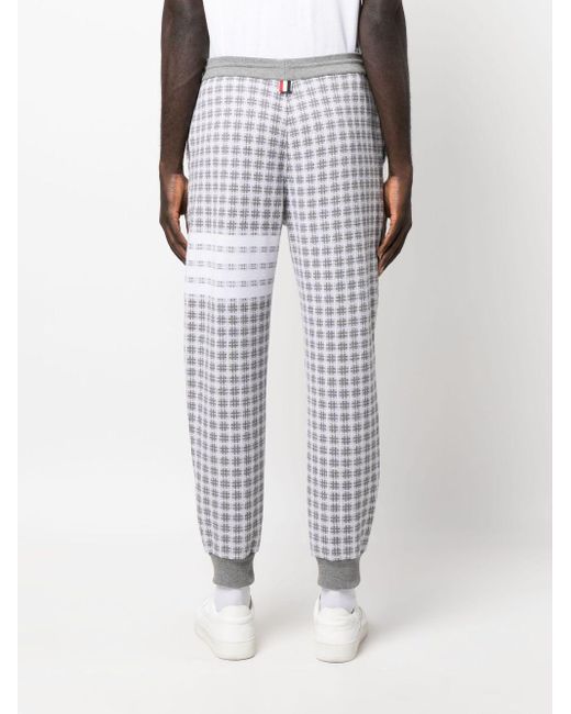Pantalon de jogging à carreaux en jacquard Thom Browne pour homme en coloris White