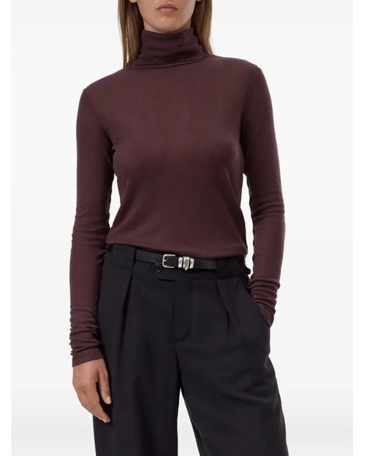 Closed Purple Long-Sleeve Turtle-Neck Top
