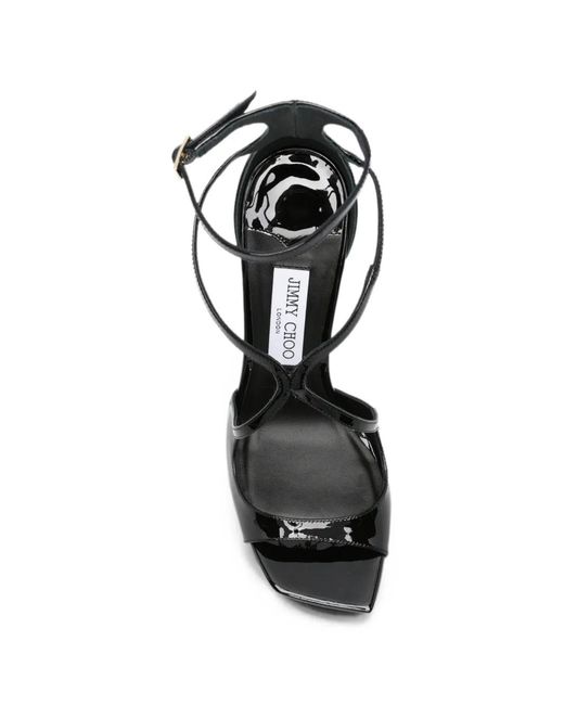 Jimmy Choo Black Azia Patent-Leather Heeled Sandals