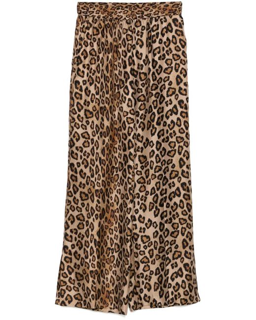 Alberto Biani Natural Leopard-Print Trousers