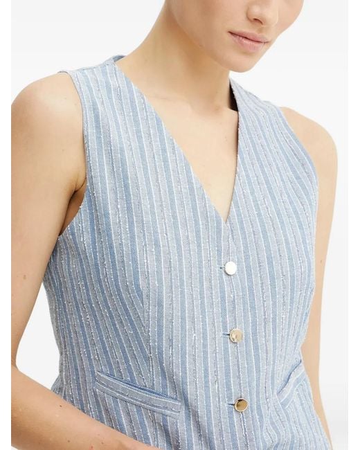 Fracomina Blue Striped Buttoned Waistcoat