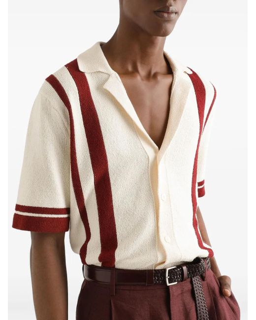 Dolce & Gabbana Hemd aus einer Baumwollmischung mit Reverskragen und Streifen in Natural für Herren