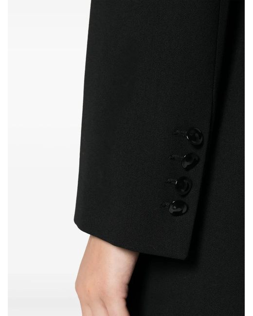 Dondup Black Single-Breast Virgin Wool-Blend Jacket