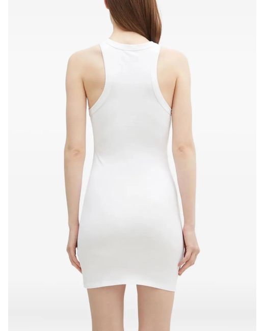 Vetements White Logo-Print Mini Dress