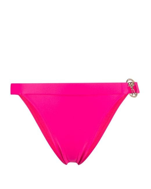 Bragas de bikini con placa del logo Moschino de color Pink