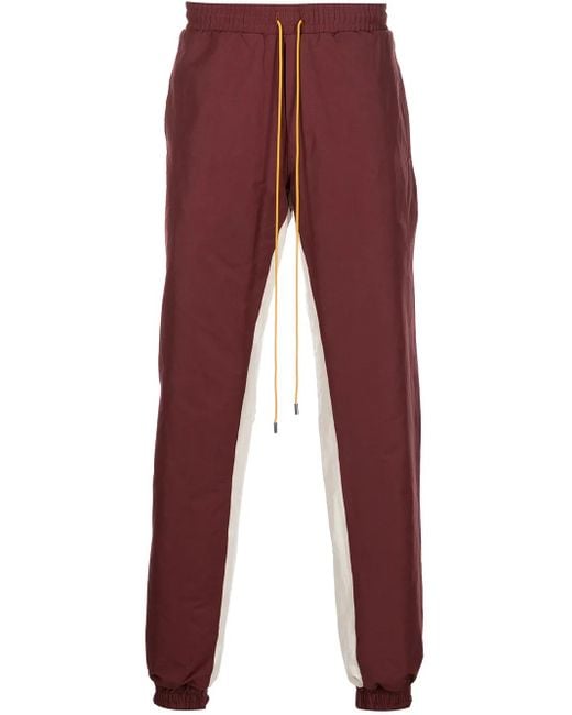 Rhude Red Logo-Patch Stripe-Detail Trackpants for men
