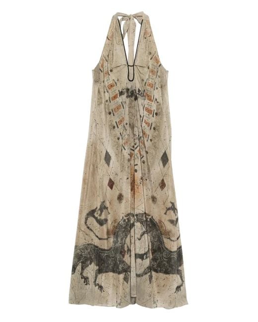YANGKEHAN Natural Abstract-Print Maxi Dress