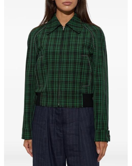 Marni Green Checked Wool-Blend Jacket